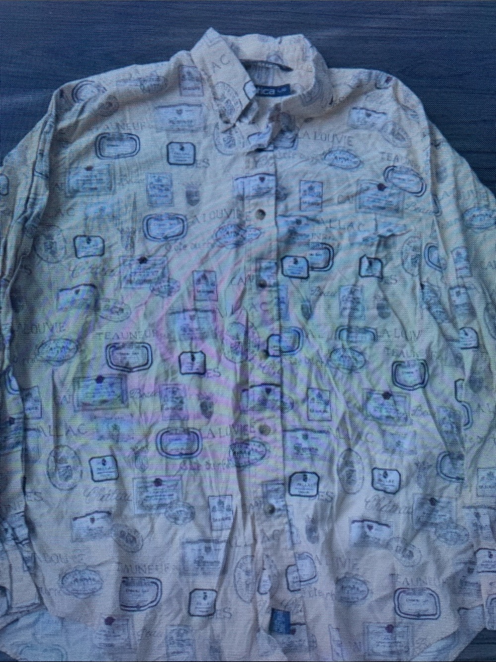 Men's Casual Printed Button-Up Shirt Jacket - Cream